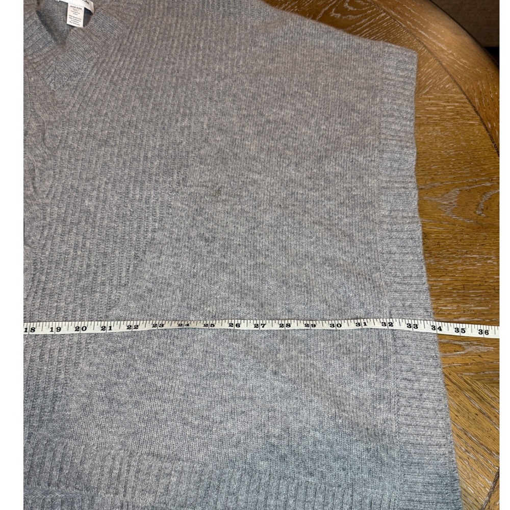Nordstrom Grey Wool Cashmere Cable Knit V-Neck Poncho Sweater One Size - Picture 7 of 8